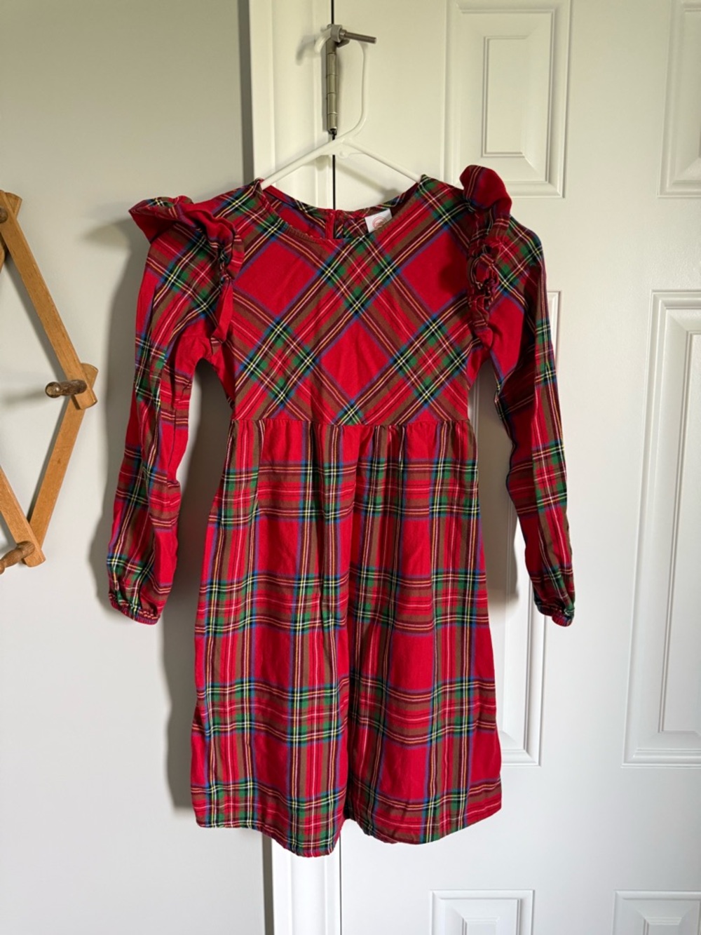 wonder nation Red Plaid Ruffle-Shoulder Girls Dress